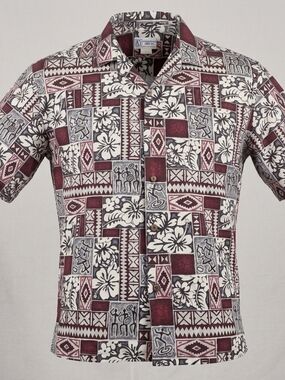 KY'S International Fashion Hawaiian Shirt Men's XL Aloha Tribal Hibiscus Made US